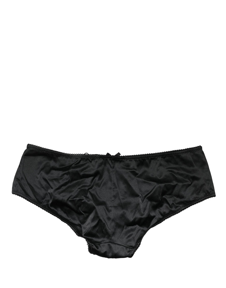 Dolce &amp; Gabbana Black Silk Stretch Mid Waist Brief Panty Underwear
