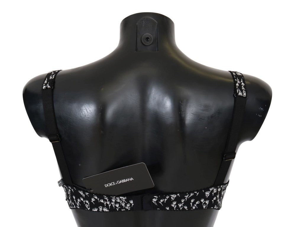 Women’s Dolce &amp; Gabbana Black Silk White Lace Stretch Underwear Bra