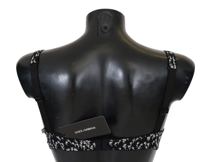 Women’s Dolce &amp; Gabbana Black Silk White Lace Stretch Underwear Bra