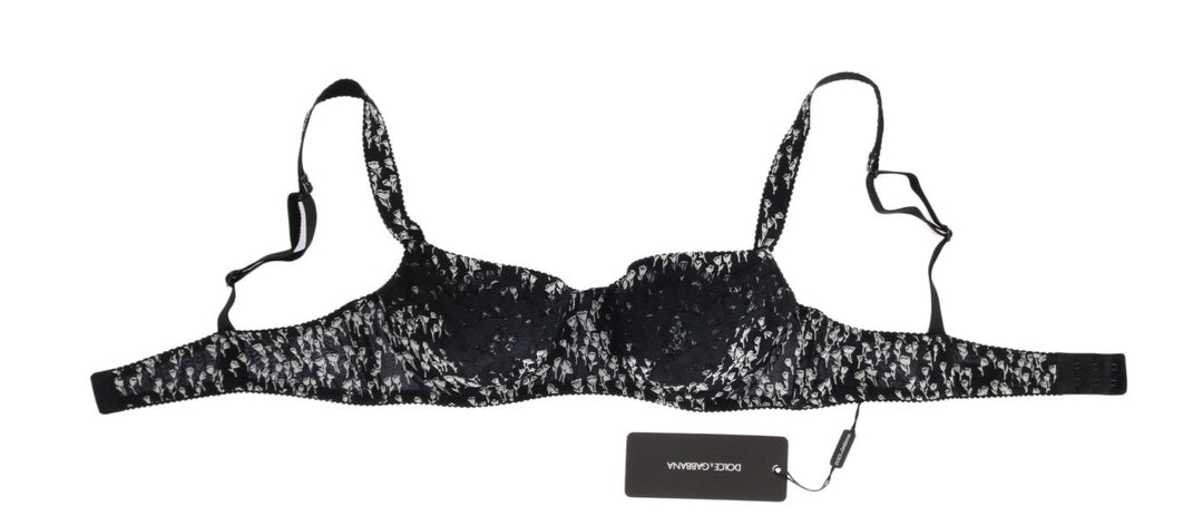Women’s Dolce &amp; Gabbana Black Silk White Lace Stretch Underwear Bra