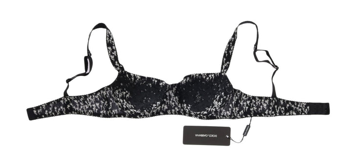 Women’s Dolce &amp; Gabbana Black Silk White Lace Stretch Underwear Bra