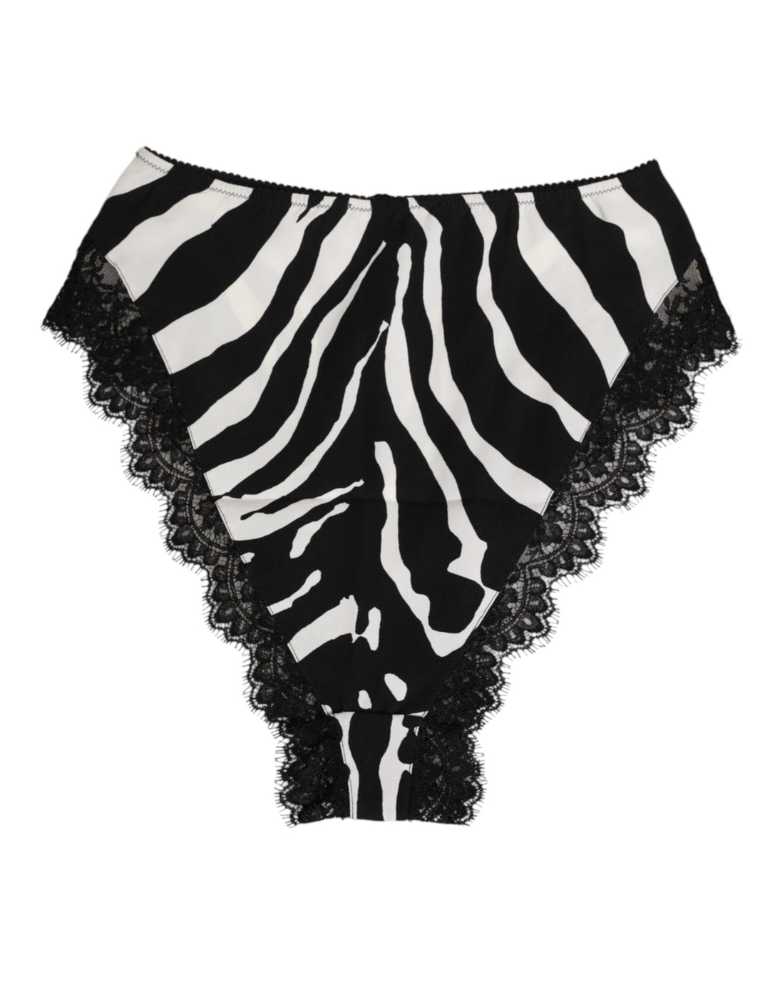 Women’s Dolce &amp; Gabbana Black Silk Zebra Print Lace High Waist Underwear