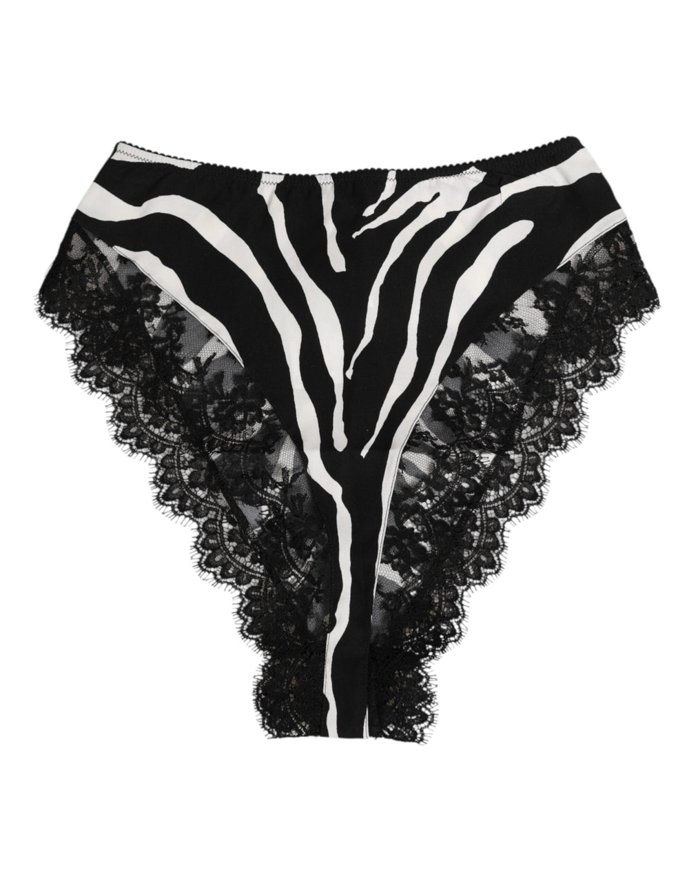 Women’s Dolce & Gabbana Black Silk Zebra Print Lace High Waist Underwear