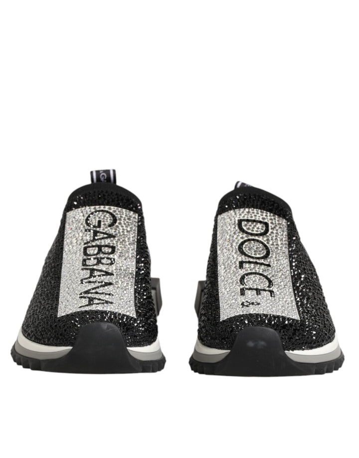 Dolce &amp; Gabbana Black Silver Slip On Sorrento Sneakers Shoes