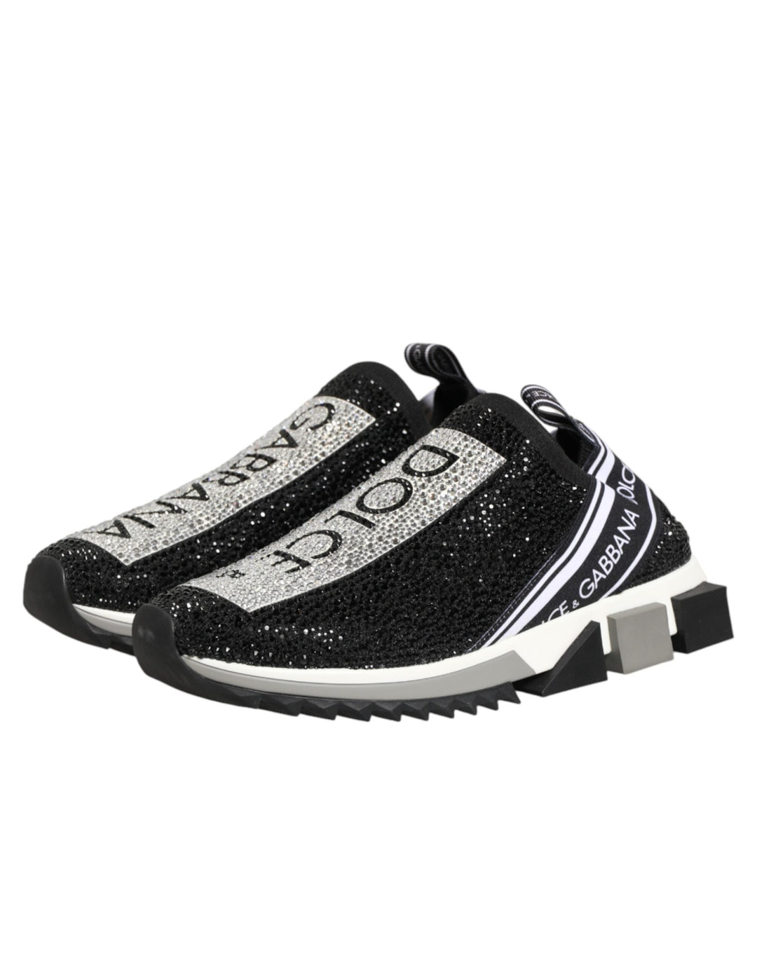 Dolce &amp; Gabbana Black Silver Slip On Sorrento Sneakers Shoes
