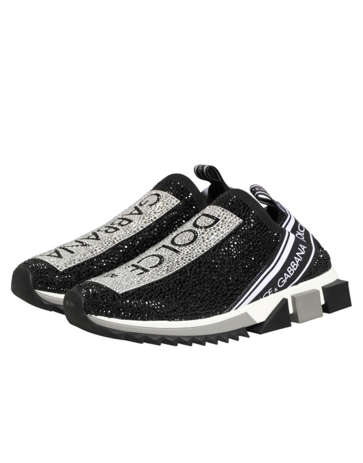 Dolce &amp; Gabbana Black Silver Slip On Sorrento Sneakers Shoes
