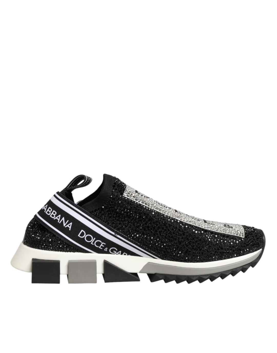 Dolce &amp; Gabbana Black Silver Slip On Sorrento Sneakers Shoes