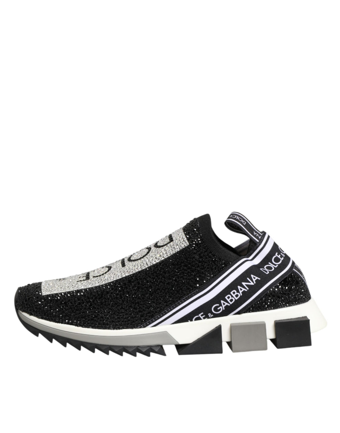 Dolce &amp; Gabbana Black Silver Slip On Sorrento Sneakers Shoes