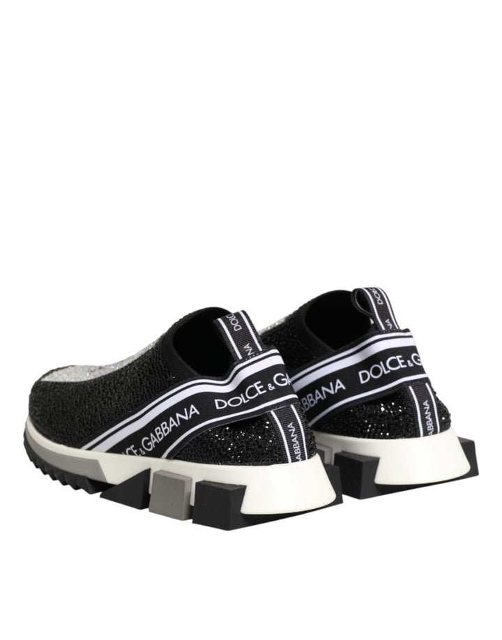 Dolce &amp; Gabbana Black Silver Slip On Sorrento Sneakers Shoes