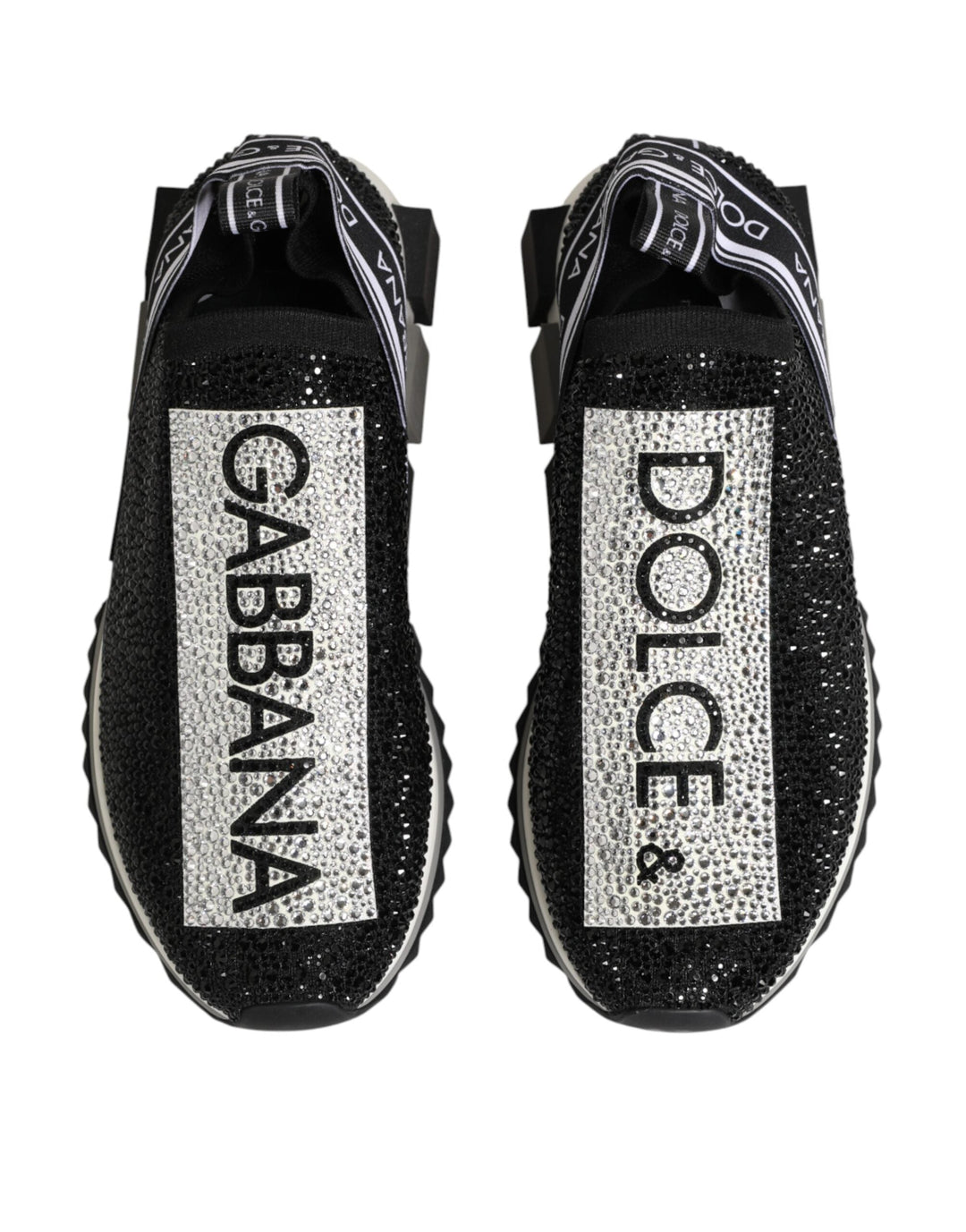 Dolce &amp; Gabbana Black Silver Slip On Sorrento Sneakers Shoes