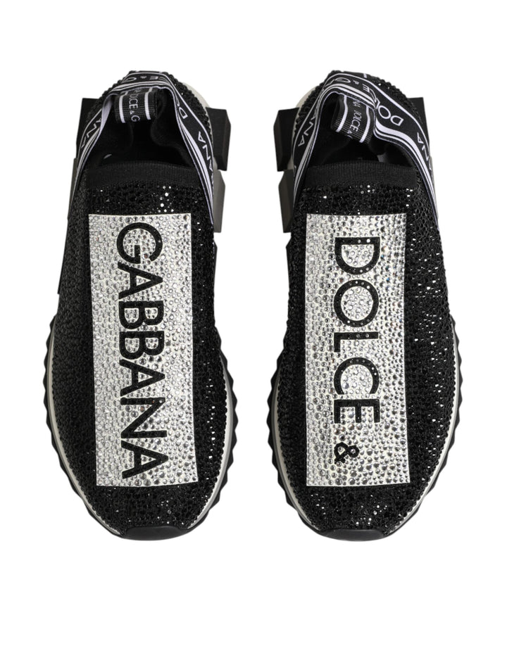 Dolce &amp; Gabbana Black Silver Slip On Sorrento Sneakers Shoes