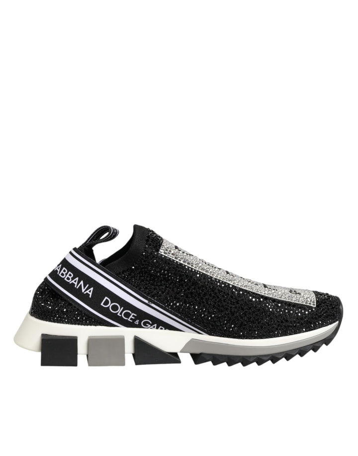 Dolce &amp; Gabbana Black Silver Slip On Sorrento Sneakers Shoes