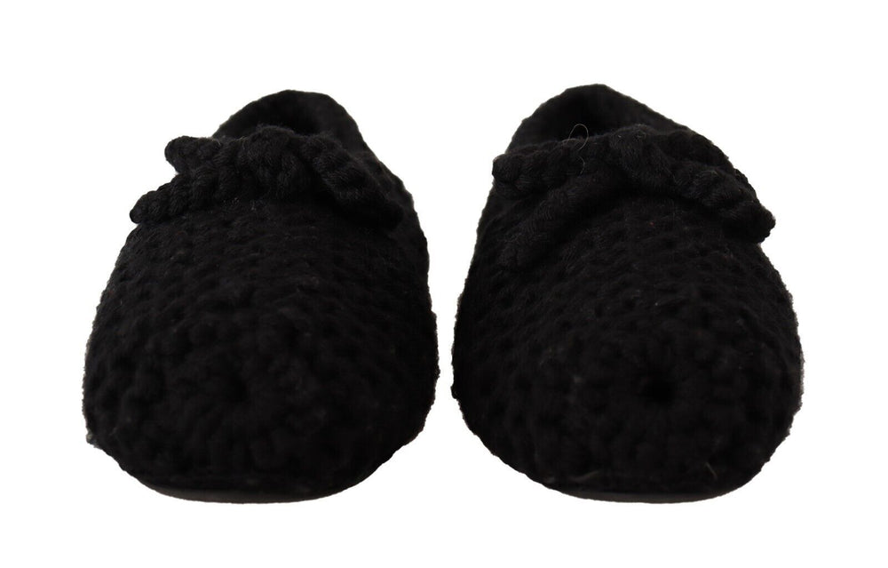Women’s Dolce & Gabbana Black Slip on Ballerina Flats Wool Knit Shoes