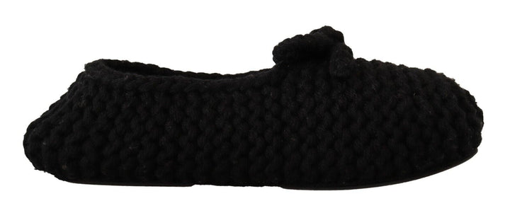Women’s Dolce &amp; Gabbana Black Slip on Ballerina Flats Wool Knit Shoes