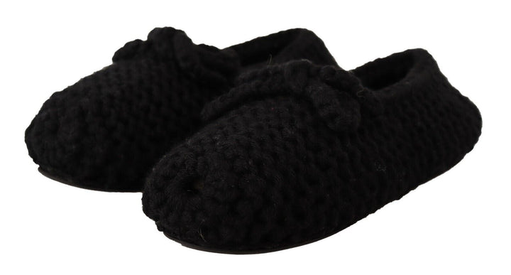 Women’s Dolce &amp; Gabbana Black Slip on Ballerina Flats Wool Knit Shoes