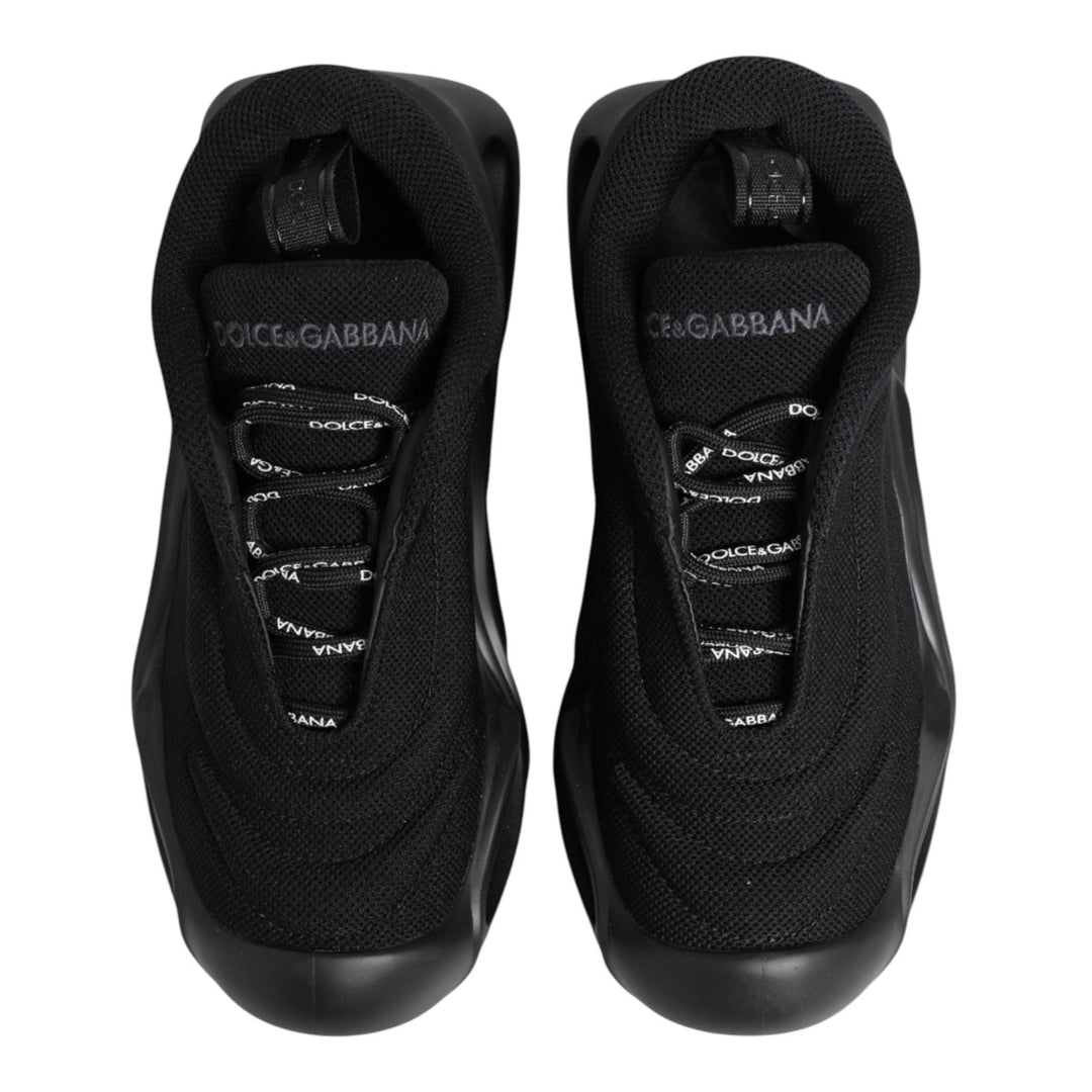 Dolce &amp; Gabbana Black Slip On Low Top Wave Sneakers Shoes