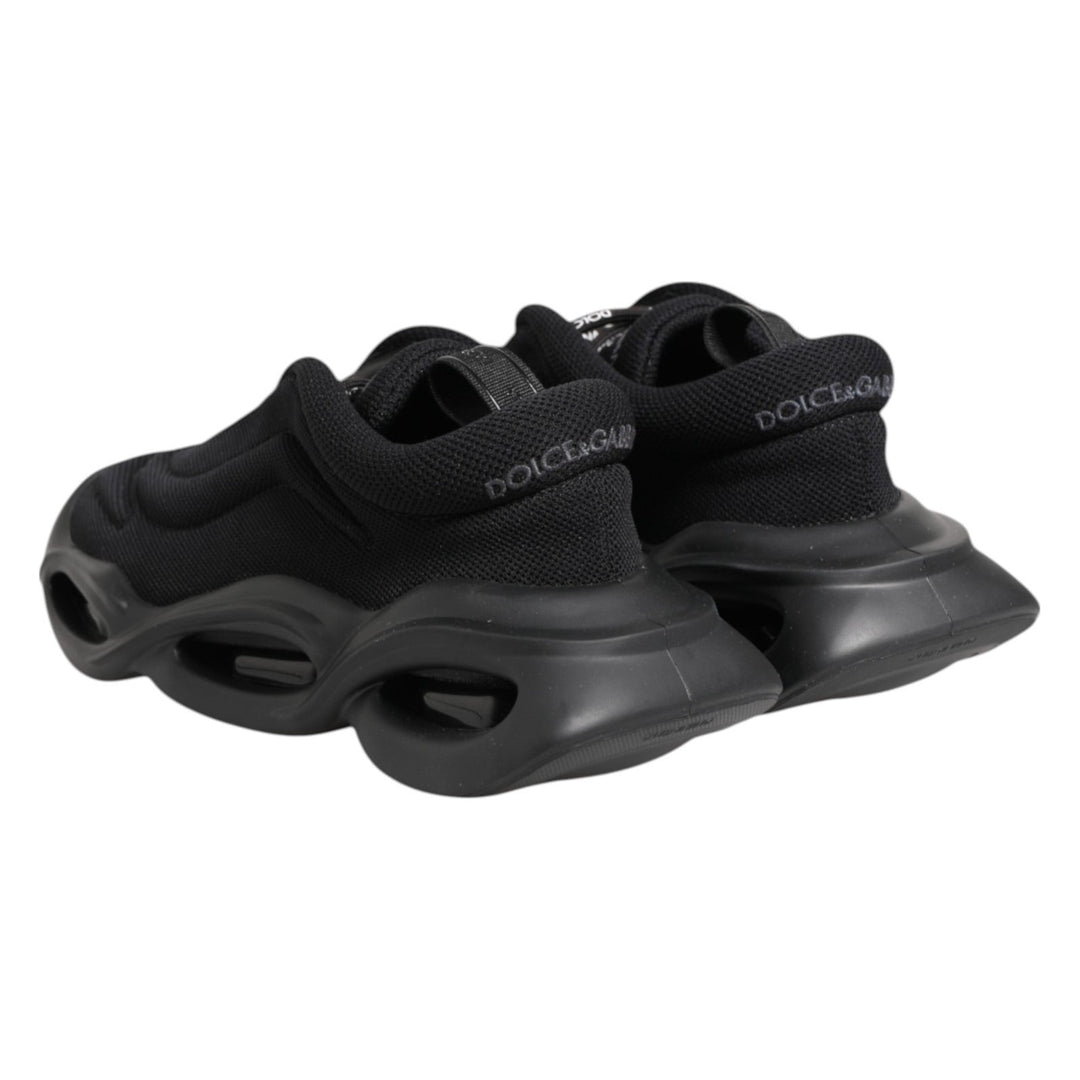 Dolce &amp; Gabbana Black Slip On Low Top Wave Sneakers Shoes