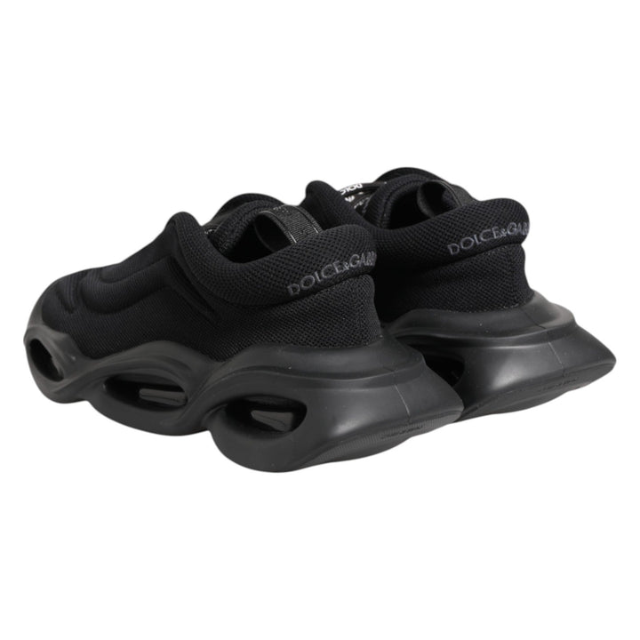 Dolce &amp; Gabbana Black Slip On Low Top Wave Sneakers Shoes