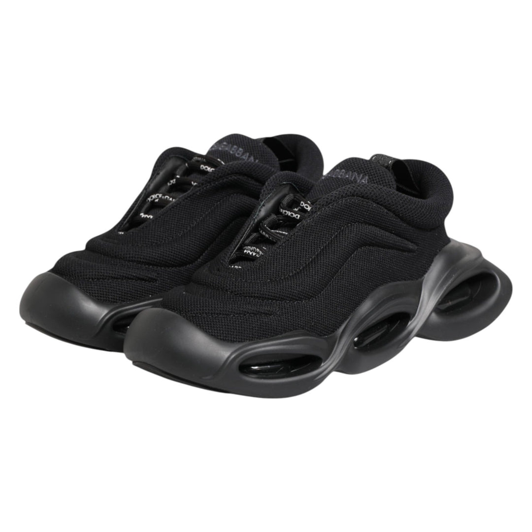 Dolce &amp; Gabbana Black Slip On Low Top Wave Sneakers Shoes