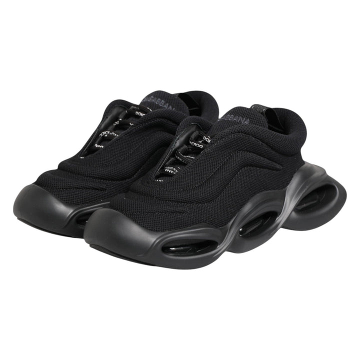 Dolce &amp; Gabbana Black Slip On Low Top Wave Sneakers Shoes