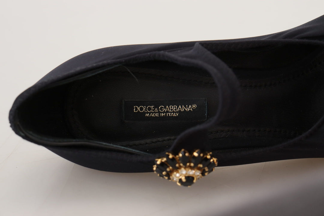 Women’s Dolce &amp; Gabbana Black Socks Stretch Crystal Pumps Shoes