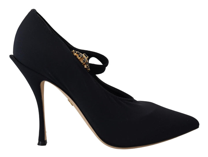 Women’s Dolce &amp; Gabbana Black Socks Stretch Crystal Pumps Shoes