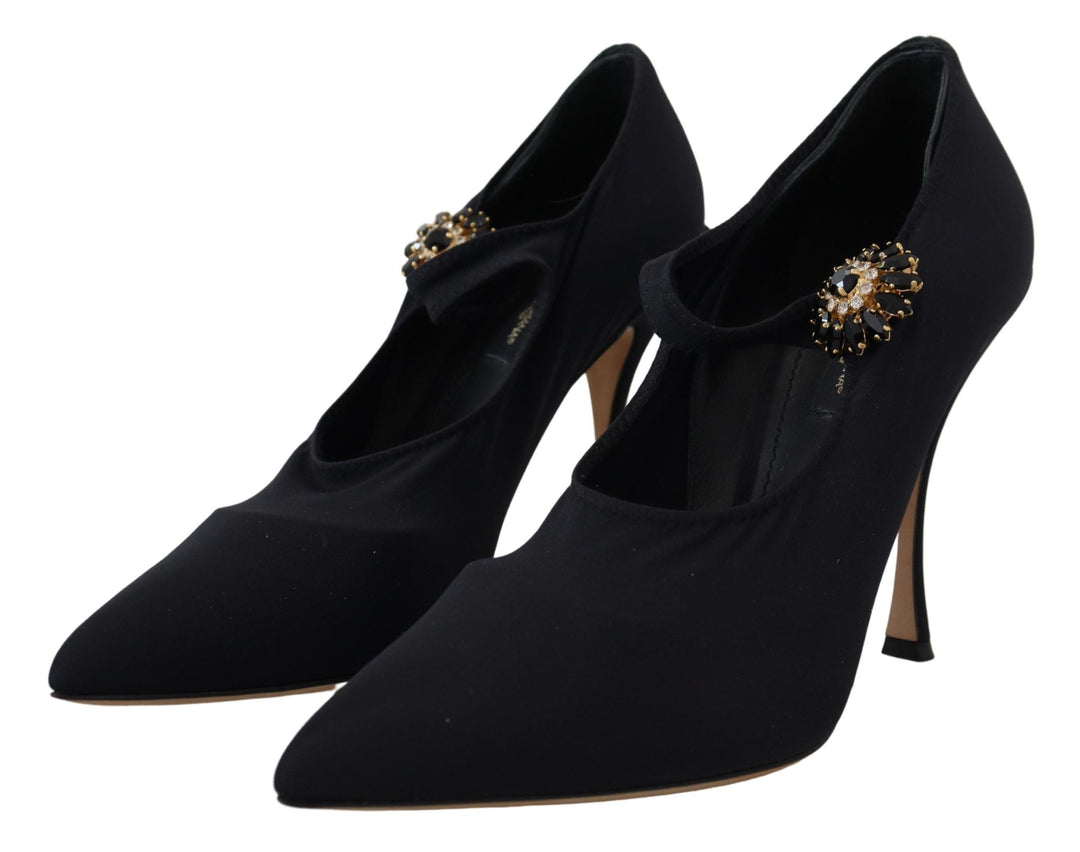 Women’s Dolce &amp; Gabbana Black Socks Stretch Crystal Pumps Shoes