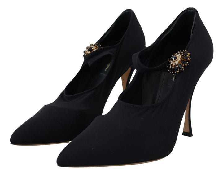 Women’s Dolce &amp; Gabbana Black Socks Stretch Crystal Pumps Shoes