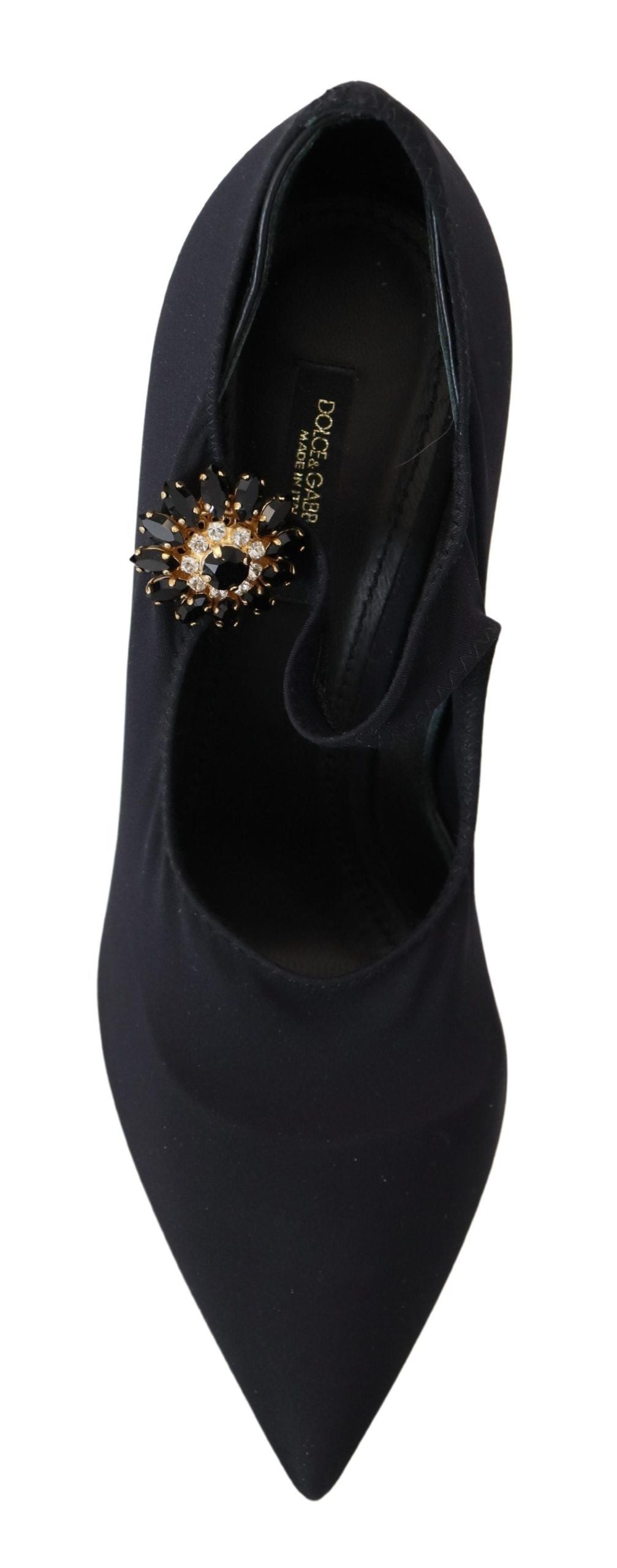 Women’s Dolce &amp; Gabbana Black Socks Stretch Crystal Pumps Shoes