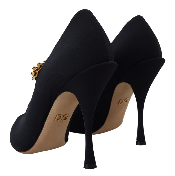Women’s Dolce &amp; Gabbana Black Socks Stretch Crystal Pumps Shoes