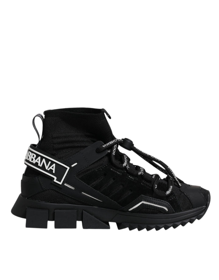 Dolce &amp; Gabbana Black Sorrento Socks Logo Sneakers Shoes