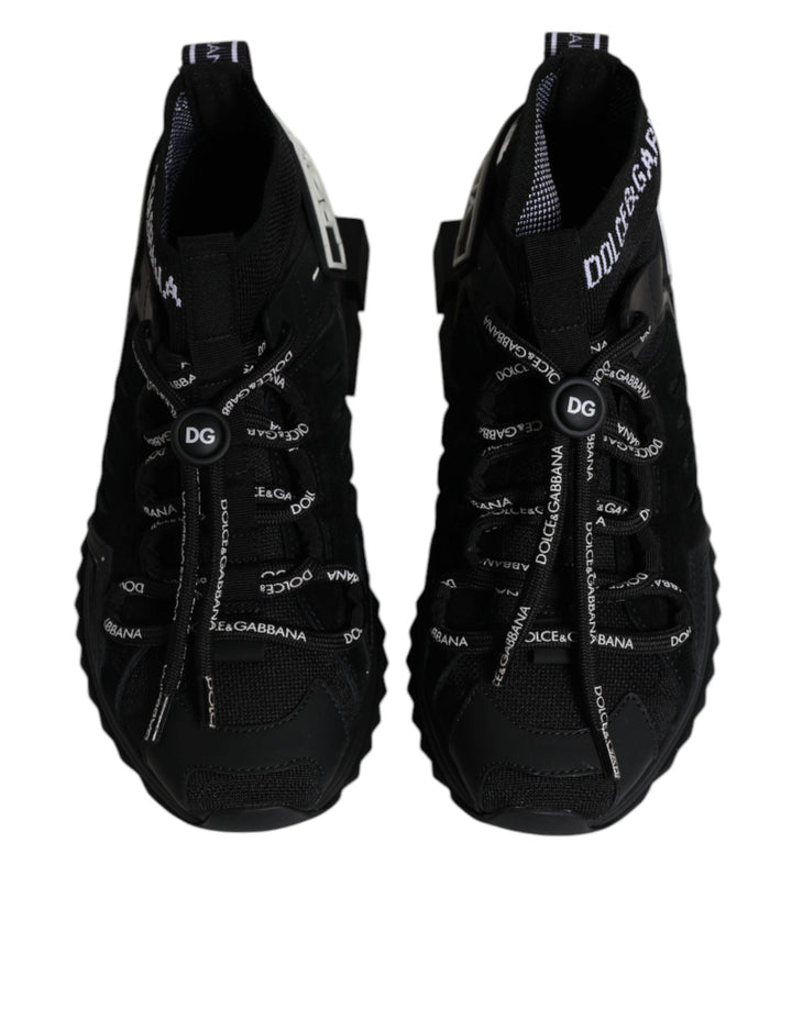 Dolce &amp; Gabbana Black Sorrento Socks Logo Sneakers Shoes