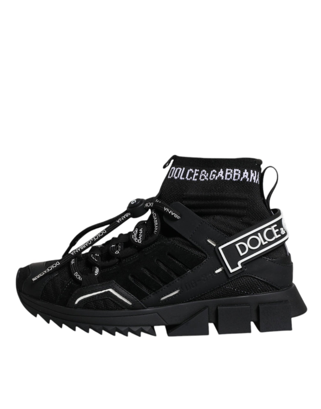 Dolce &amp; Gabbana Black Sorrento Socks Logo Sneakers Shoes