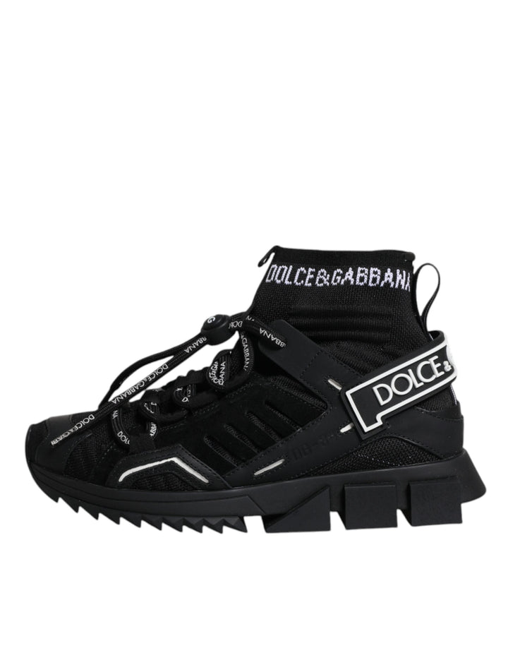 Dolce &amp; Gabbana Black Sorrento Socks Logo Sneakers Shoes