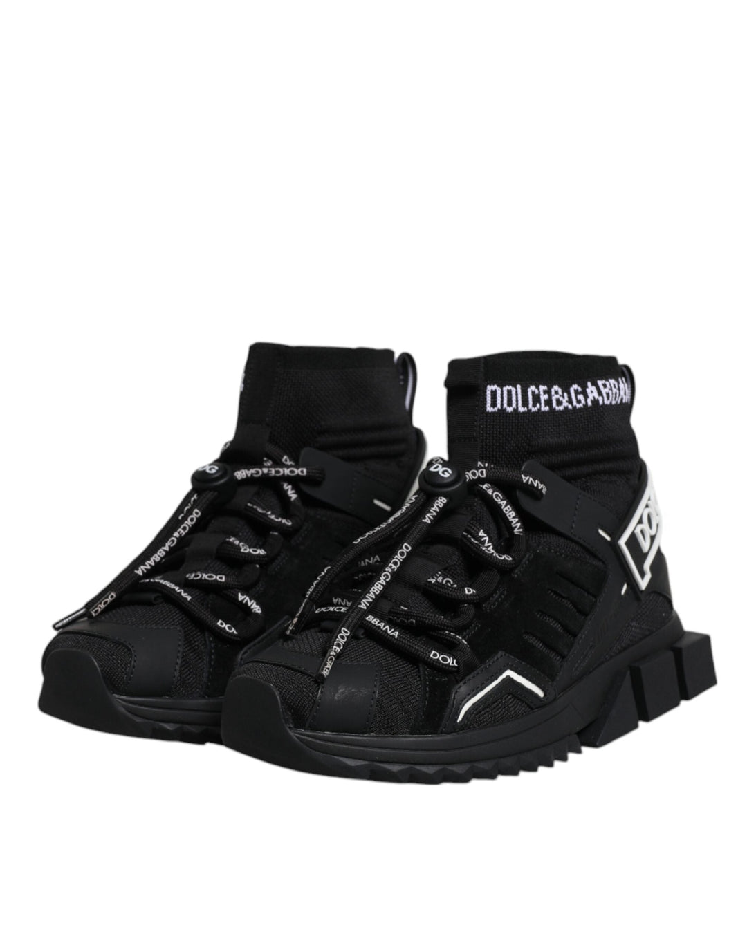 Dolce &amp; Gabbana Black Sorrento Socks Logo Sneakers Shoes