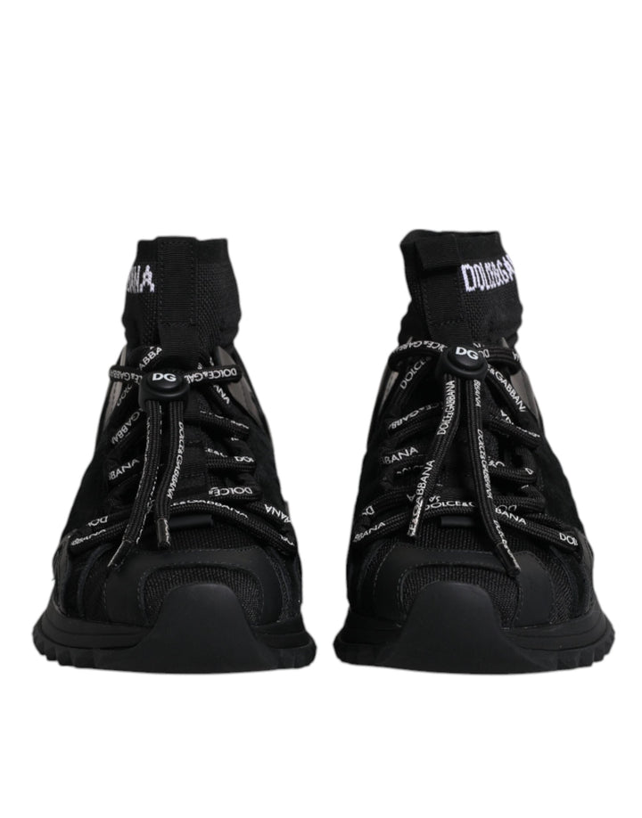Dolce &amp; Gabbana Black Sorrento Socks Logo Sneakers Shoes