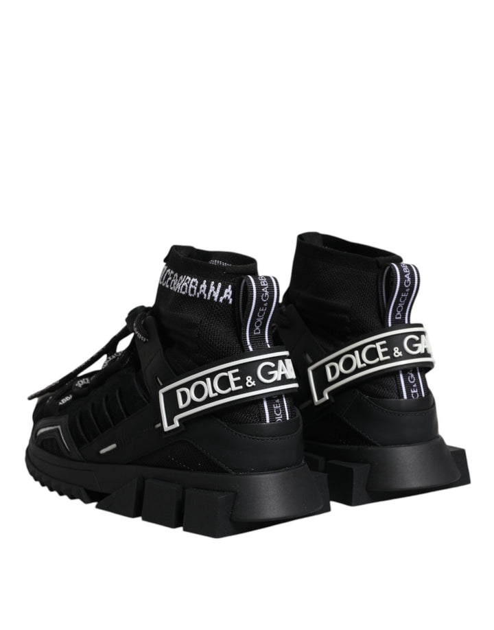 Dolce &amp; Gabbana Black Sorrento Socks Logo Sneakers Shoes