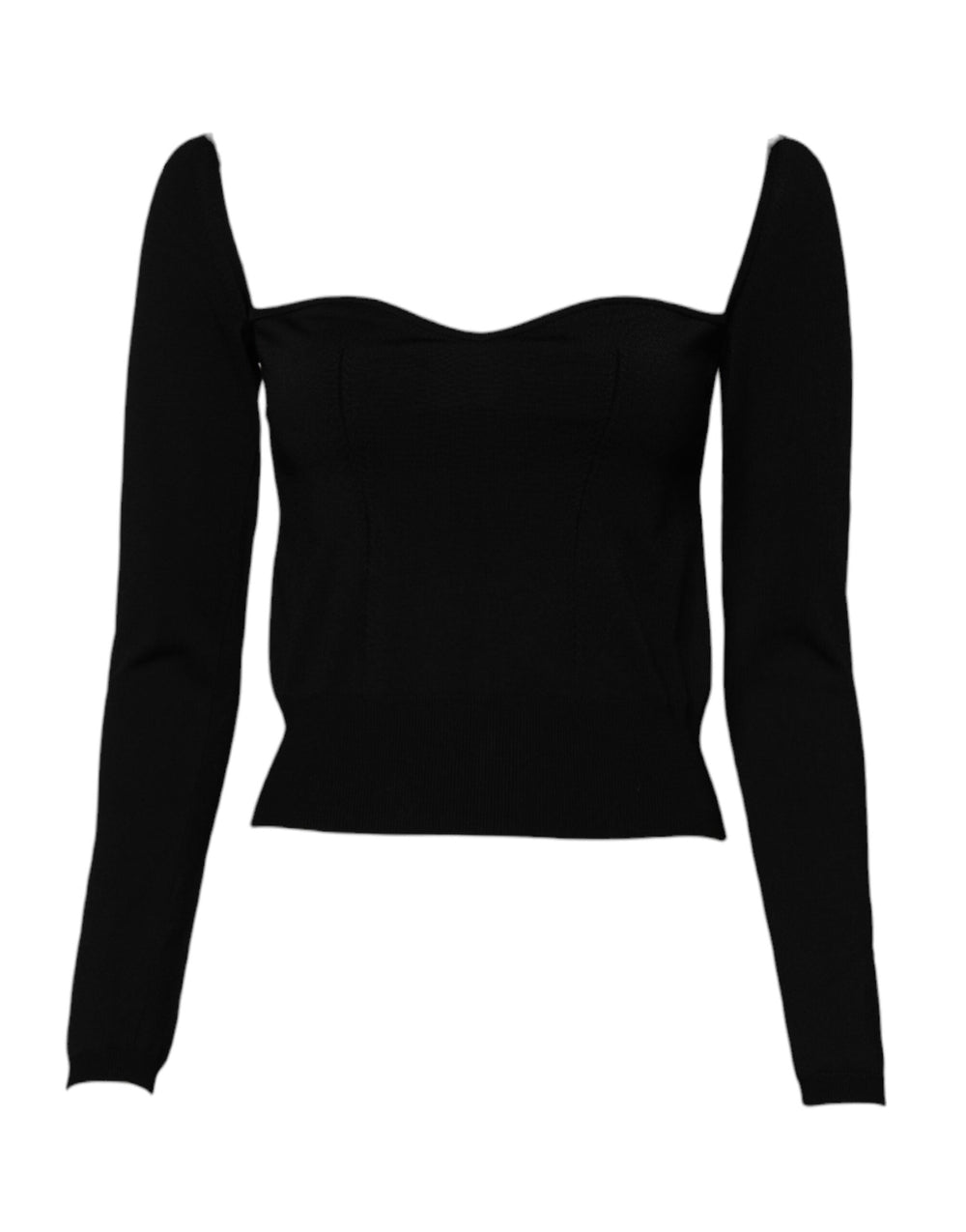 Women’s Dolce & Gabbana Black Square Neckline Long Sleeves Sweater