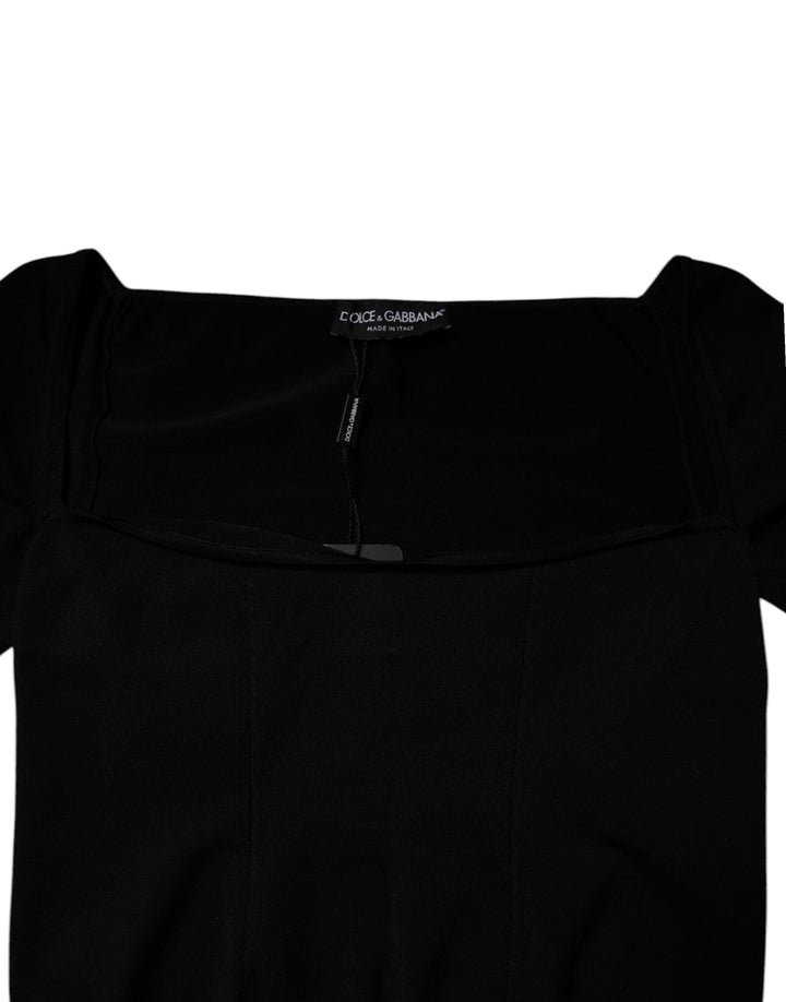 Women’s Dolce &amp; Gabbana Black Square Neckline Long Sleeves Sweater