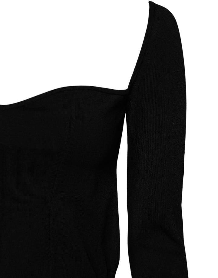 Women’s Dolce &amp; Gabbana Black Square Neckline Long Sleeves Sweater