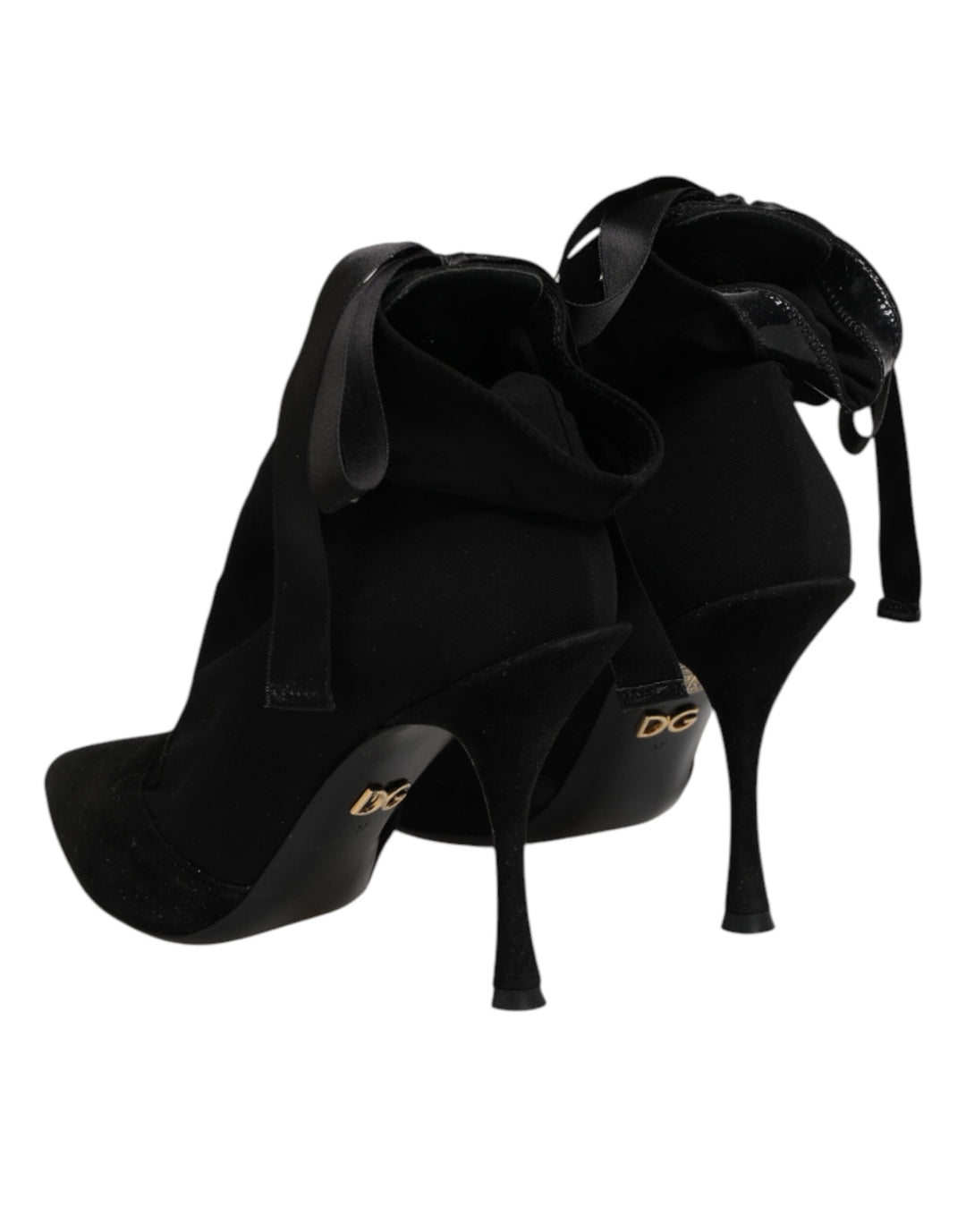 Women’s Dolce &amp; Gabbana Black Stiletto Heels Lace Up Boots Shoes