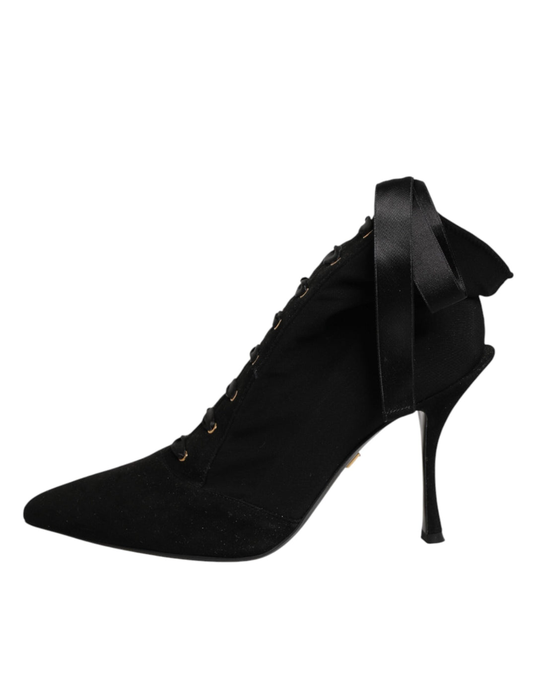 Women’s Dolce &amp; Gabbana Black Stiletto Heels Lace Up Boots Shoes