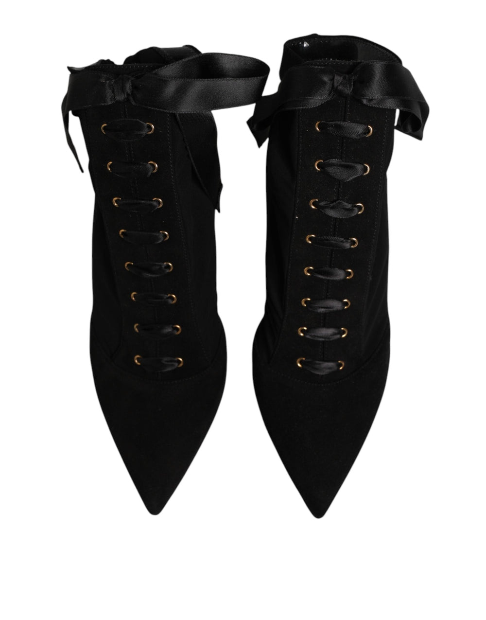 Women’s Dolce & Gabbana Black Stiletto Heels Lace Up Boots Shoes