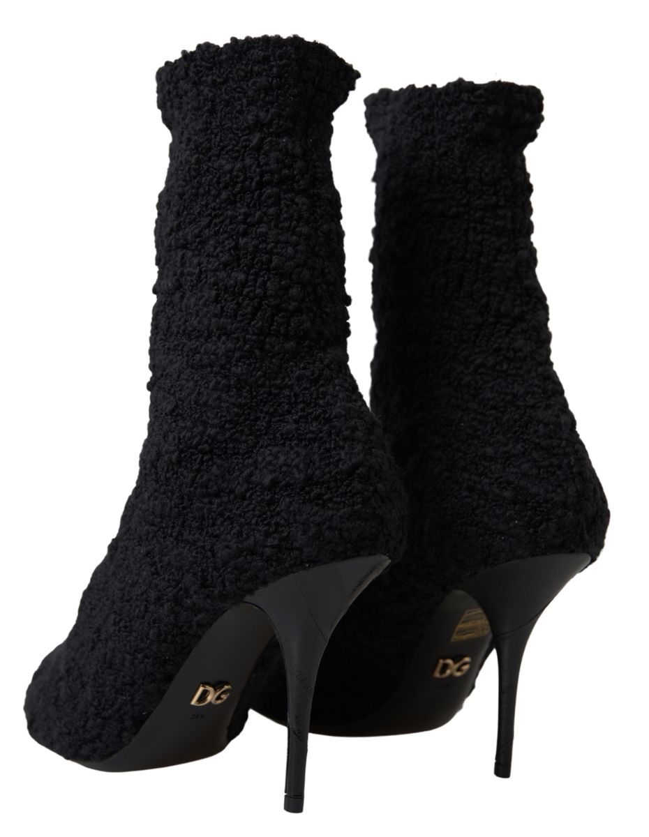 Women’s Dolce & Gabbana Black Stiletto Heels Mid Calf Boots