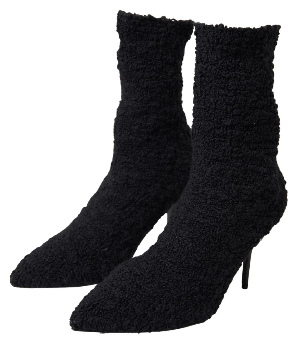 Women’s Dolce & Gabbana Black Stiletto Heels Mid Calf Boots