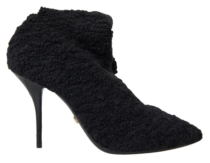 Women’s Dolce &amp; Gabbana Black Stiletto Heels Mid Calf Boots
