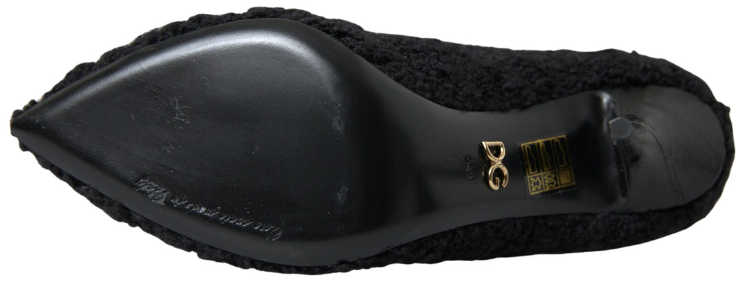 Women’s Dolce &amp; Gabbana Black Stiletto Heels Mid Calf Boots