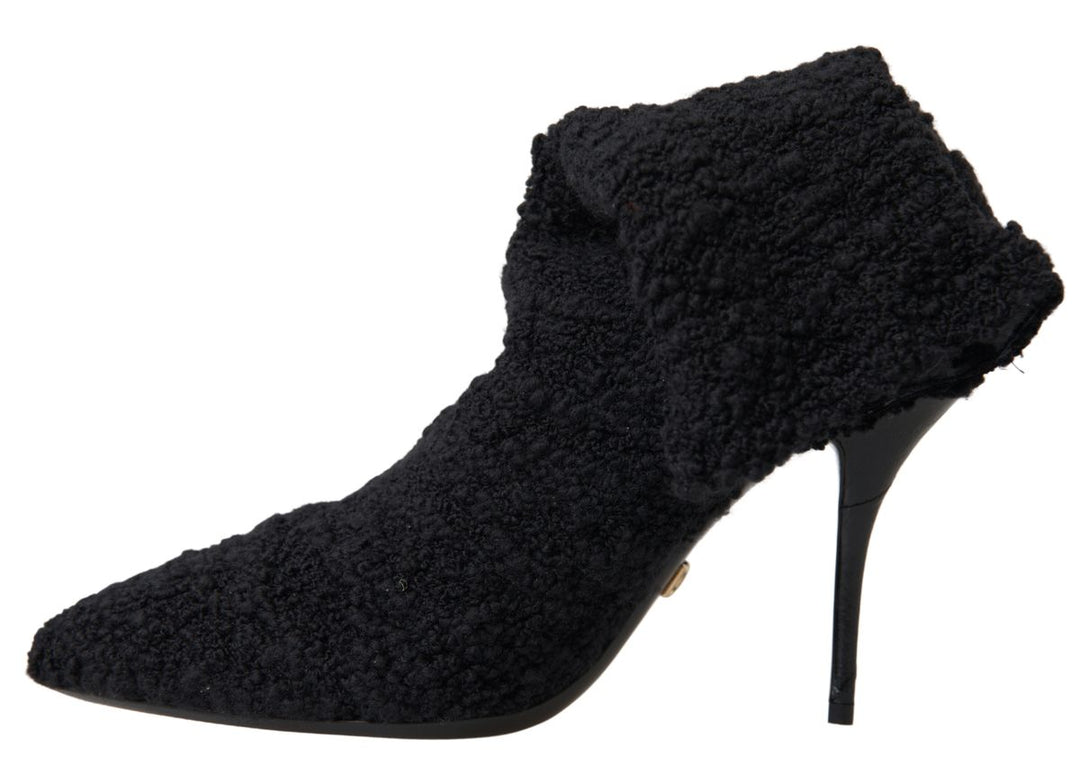 Women’s Dolce &amp; Gabbana Black Stiletto Heels Mid Calf Boots