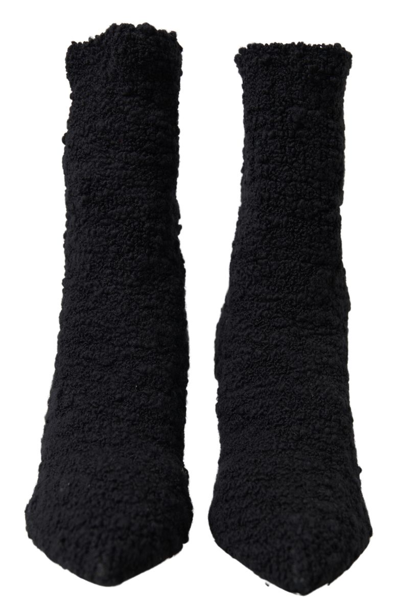 Women’s Dolce &amp; Gabbana Black Stiletto Heels Mid Calf Boots