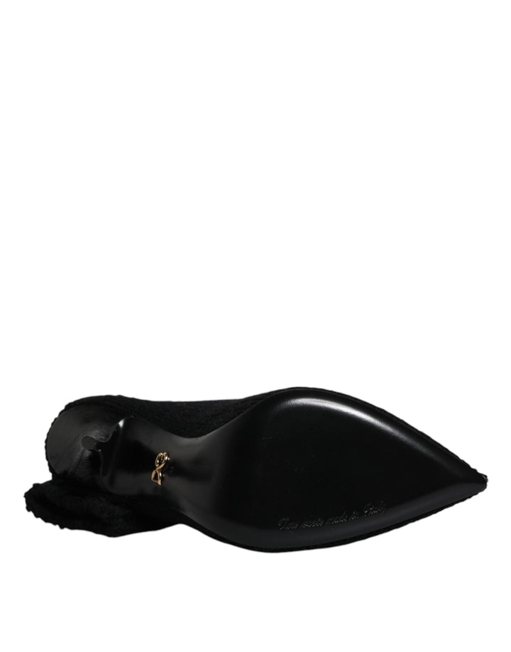 Women’s Dolce &amp; Gabbana Black Stiletto Heels Mid Calf Boots Shoes